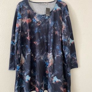 Avenue Women’s Tunic oak Knoll Side Pockets Blouse Dress NWT 2X Long Sleeve